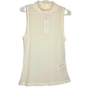 NWT women's size medium DKNY sheer cream turtleneck tank textured top